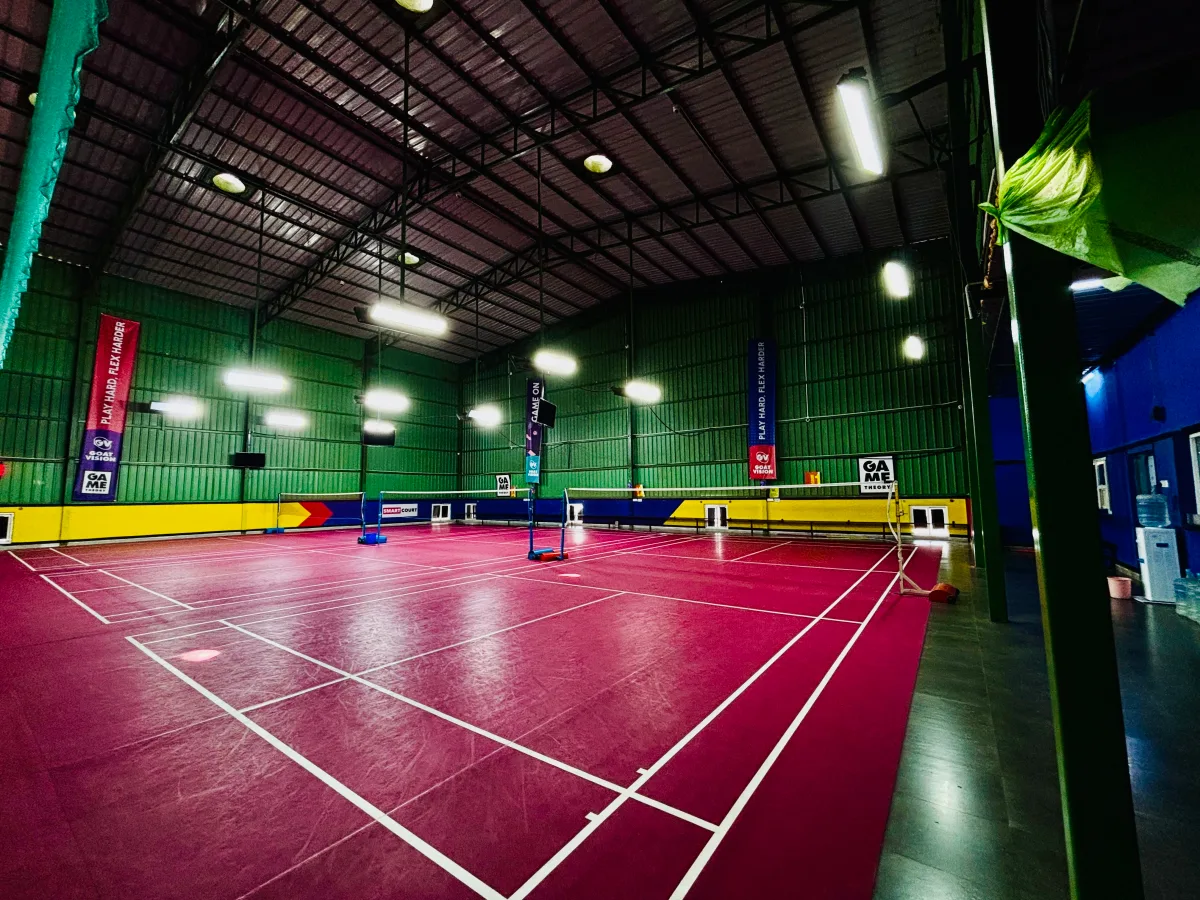 Game Theory badminton courts in Bengaluru, representative of the upcoming Hyderabad facility