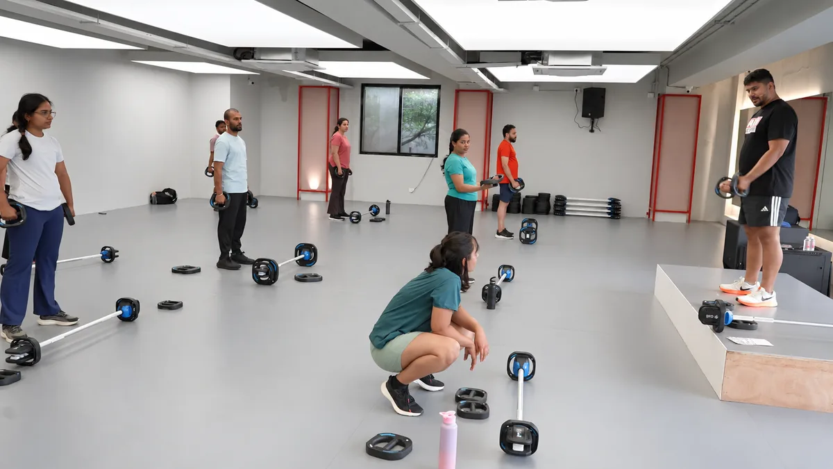 Members training together in the group-class studio